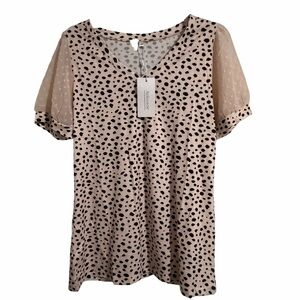 Aokosor Swiss Dot Beige Blouse - M, NWT